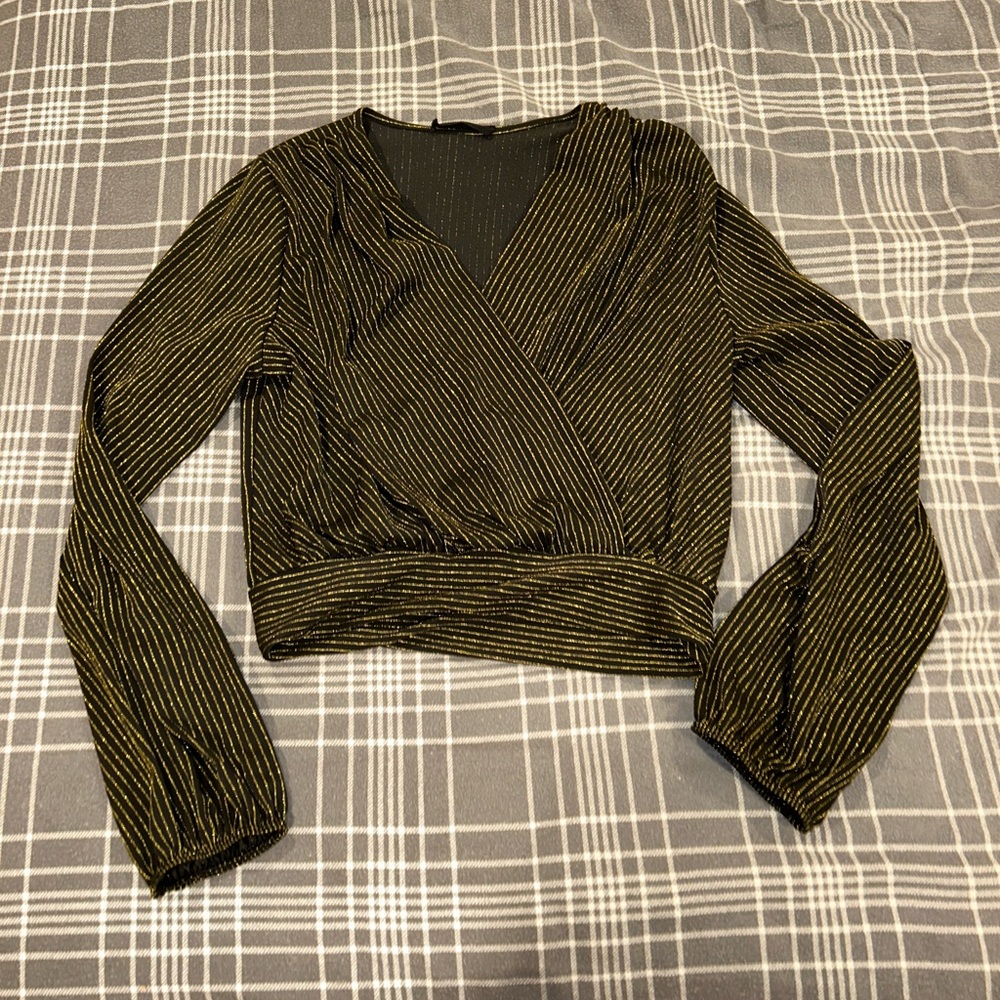 Elegant Black and Gold Striped Women's Top